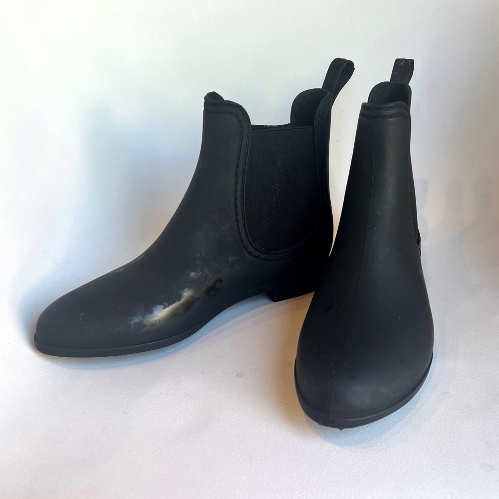 Jeffrey Campbell Havana Last Black Rubber Rain Boots, 7